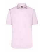 Heren Men's Shirt Short-Sleeved Micro-Twill Lichtroze 8566