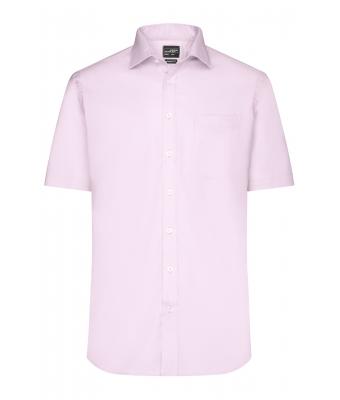 Heren Men's Shirt Short-Sleeved Micro-Twill Lichtroze 8566