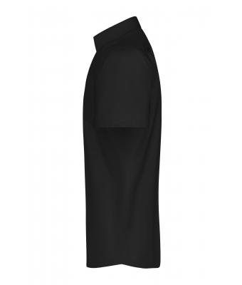 Heren Men's Shirt Short-Sleeved Micro-Twill Zwart 8566