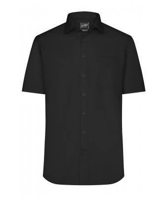 Heren Men's Shirt Short-Sleeved Micro-Twill Zwart 8566