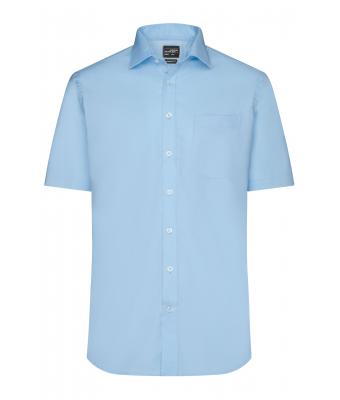 Herren Men's Shirt Shortsleeve Micro-Twill Light-blue 8566