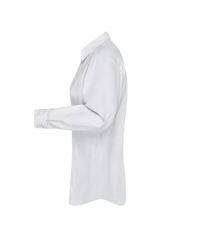 Damen Ladies' Shirt Longsleeve Herringbone White 8571