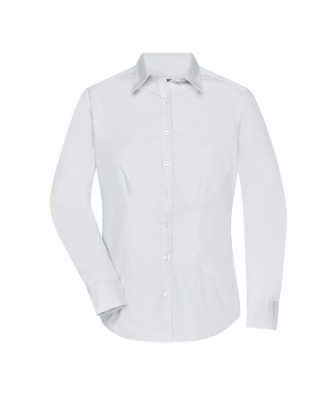 Damen Ladies' Shirt Longsleeve Herringbone White 8571
