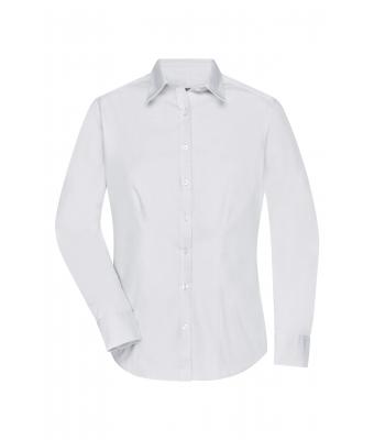 Dames Ladies' Shirt Longsleeve Herringbone Wit 8571