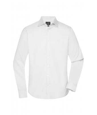 Men Men's Shirt Longsleeve Herringbone White 8572