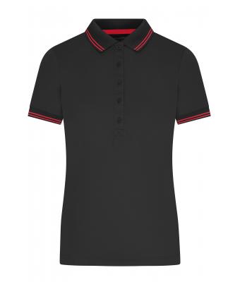Femme Polo fonctionnel pour femmes Noir/rouge 11457