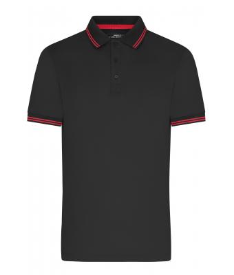 Homme Polo fonctionnel pour hommes Noir/rouge 11458