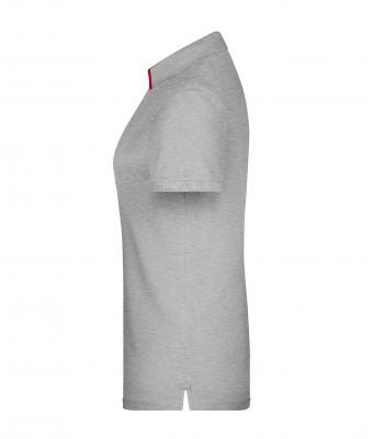 Dames Ladies' Polo Single Stripe Grijs-gemeleerd/ rood 8659