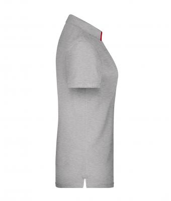 Dames Ladies' Polo Single Stripe Grijs-gemeleerd/ rood 8659