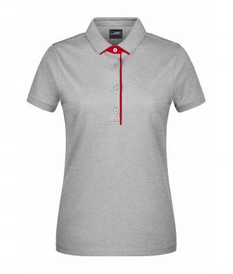 Dames Ladies' Polo Single Stripe Grijs-gemeleerd/ rood 8659