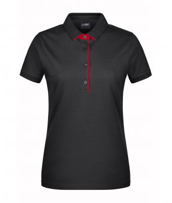 Damen Ladies' Polo Single Stripe Black/red 8659