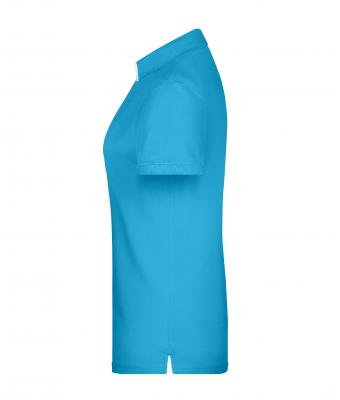 Dames Ladies' Polo Single Stripe Turquoise/wit 8659