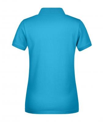 Dames Ladies' Polo Single Stripe Turquoise/wit 8659