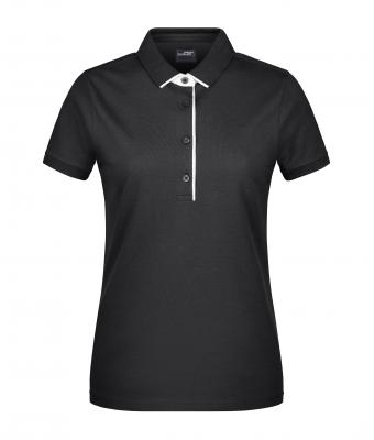 Femme Polo femme à rayure unique Noir/blanc 8659