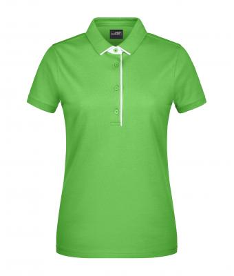 Femme Polo femme à rayure unique Vert-citron/blanc 8659