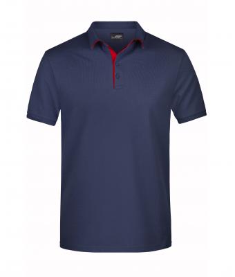 Herren Men's Polo Single Stripe Navy/red 8660