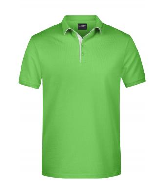 Herren Men's Polo Single Stripe Lime-green/white 8660