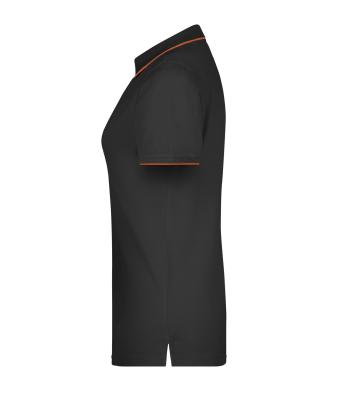 Damen Ladies' Polo Stripe Black/orange 8684