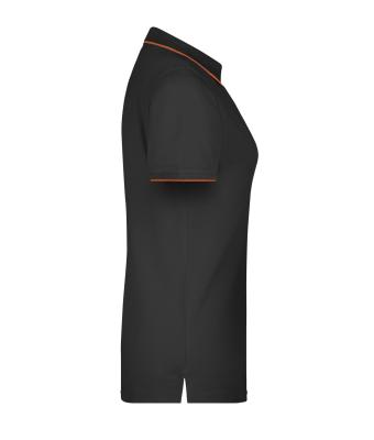 Damen Ladies' Polo Stripe Black/orange 8684