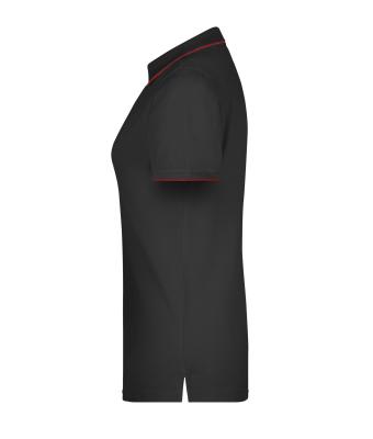 Damen Ladies' Polo Stripe Black/red 8684