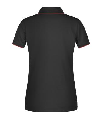 Damen Ladies' Polo Stripe Black/red 8684