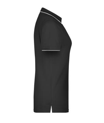 Damen Ladies' Polo Stripe Black/silver 8684