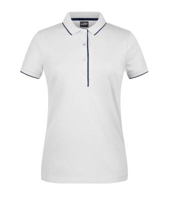 Damen Ladies' Polo Stripe White/navy 8684