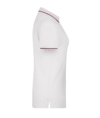 Damen Ladies' Polo Stripe White/red 8684