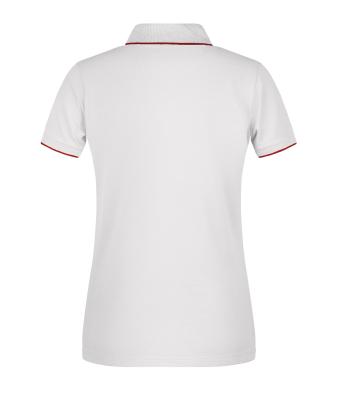 Damen Ladies' Polo Stripe White/red 8684