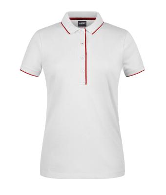 Dames Ladies' Polo Stripe Wit/rood 8684
