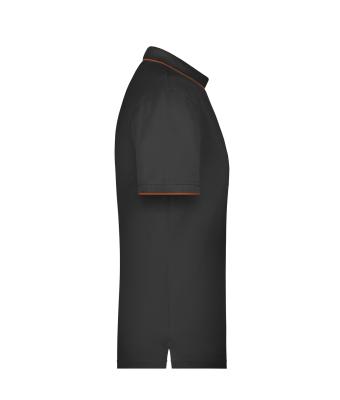 Men Men's Polo Stripe Black/orange 8685