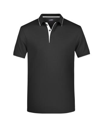 Men Men's Polo Stripe Black/silver 8685