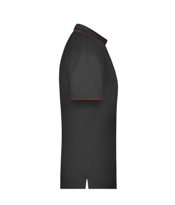 Herren Men's Polo Stripe Black/red 8685