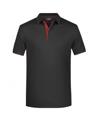 Herren Men's Polo Stripe Black/red 8685