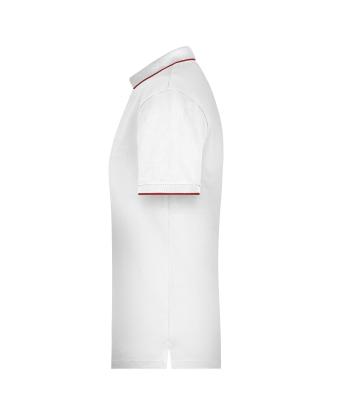 Herren Men's Polo Stripe White/red 8685