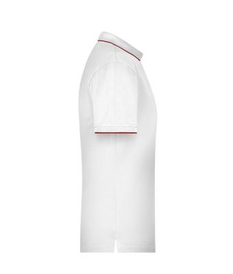 Herren Men's Polo Stripe White/red 8685