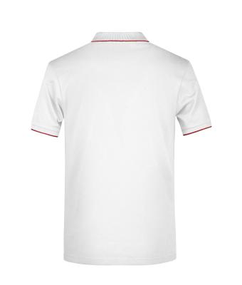 Herren Men's Polo Stripe White/red 8685