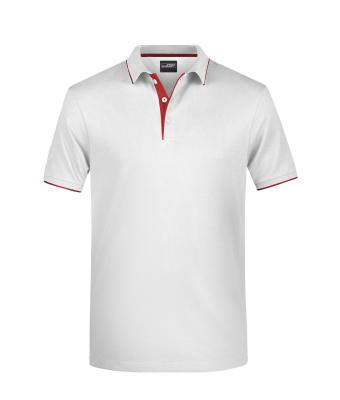 Herren Men's Polo Stripe White/red 8685