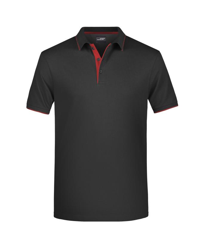 Heren Men's Polo Stripe Zwart/rood 8685