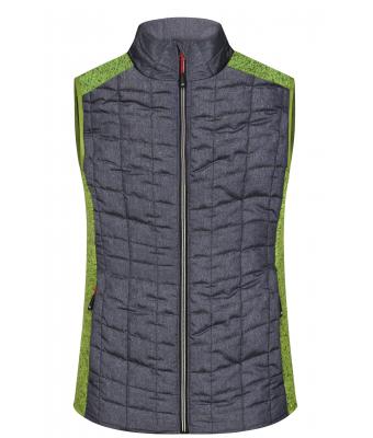 Dames Ladies' Knitted Hybrid Vest Kiwi-melange/antraciet-melange 10457