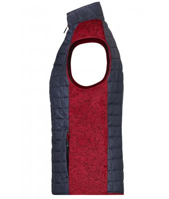 Dames Ladies' Knitted Hybrid Vest Rood-melange/antraciet-melange 10457