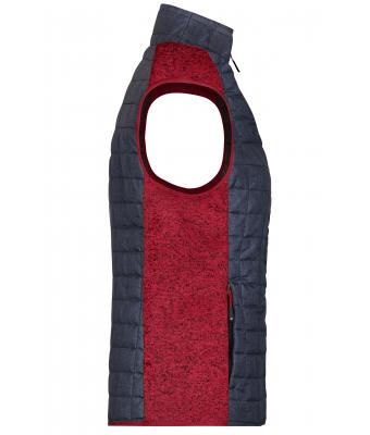 Dames Ladies' Knitted Hybrid Vest Rood-melange/antraciet-melange 10457