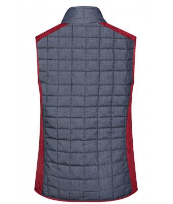 Damen Ladies' Knitted Hybrid Vest Red-melange/anthracite-melange 10457
