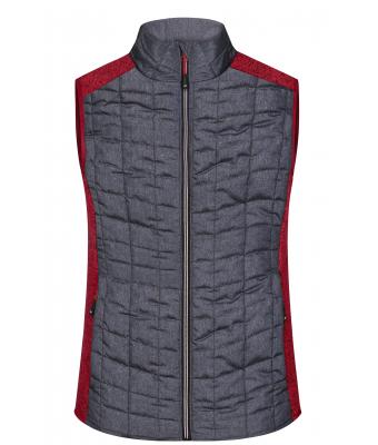 Damen Ladies' Knitted Hybrid Vest Red-melange/anthracite-melange 10457