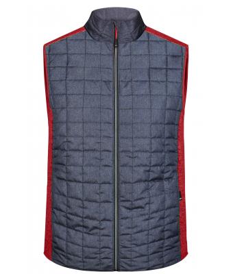 Men Men's Knitted Hybrid Vest Red-melange/anthracite-melange 10458