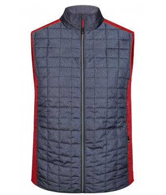 Heren Men's Knitted Hybrid Vest Rood-melange/antraciet-melange 10458