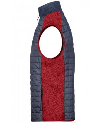 Herren Men's Knitted Hybrid Vest Red-melange/anthracite-melange 10458