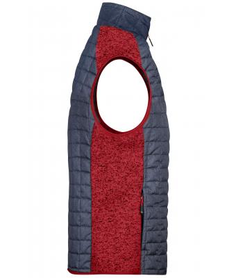 Herren Men's Knitted Hybrid Vest Red-melange/anthracite-melange 10458