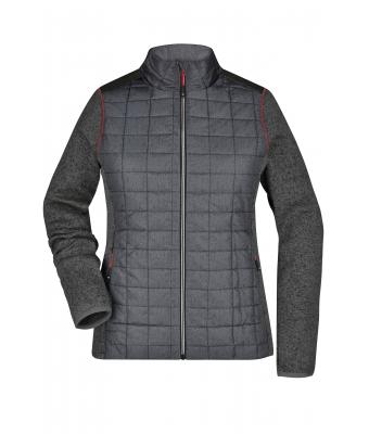 Dames Ladies' Knitted Hybrid Jacket Grijs-melange/antraciet-melange 10459