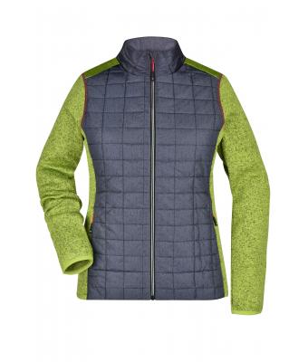 Dames Ladies' Knitted Hybrid Jacket Kiwi-melange/antraciet-melange 10459